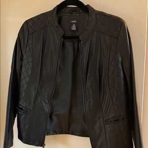 Alfani Women's Black Leather-look Quilted Jacket